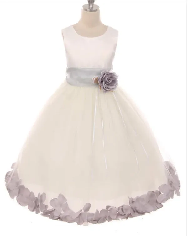 160B White Satin Flower Petal Girl Dress (2 of 2)