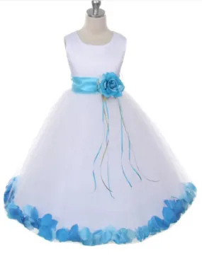 160B White Satin Flower Petal Girl Dress (2 of 2)