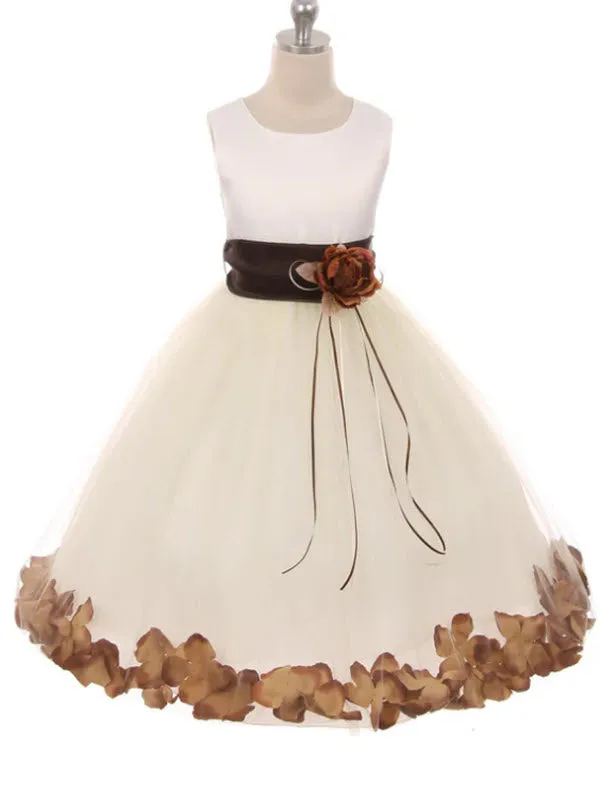 160B White Satin Flower Petal Girl Dress (2 of 2)