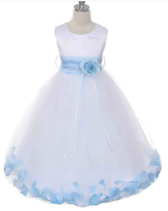 160B White Satin Flower Petal Girl Dress (2 of 2)