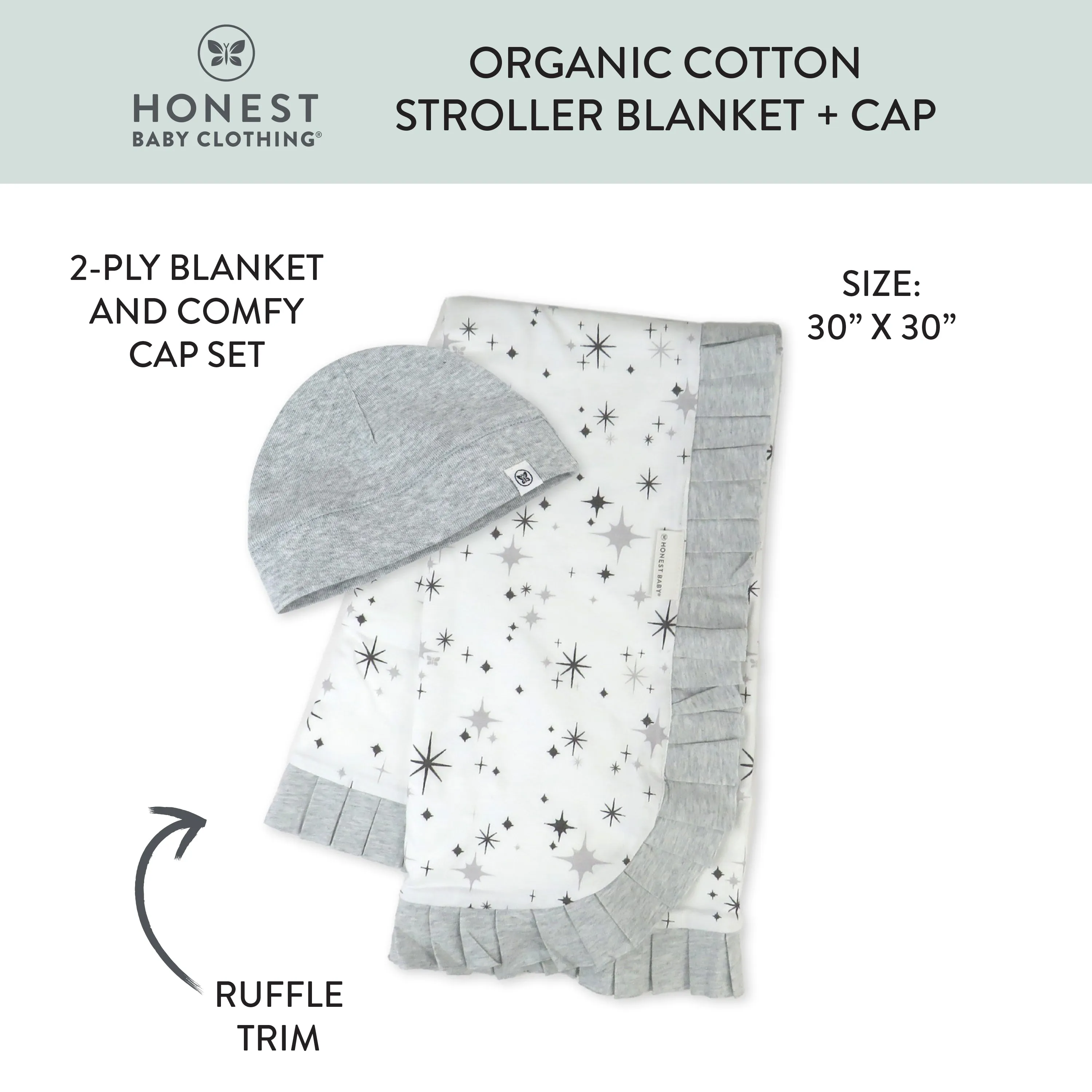 2-Piece Knit Stroller Blanket and Baby Hat