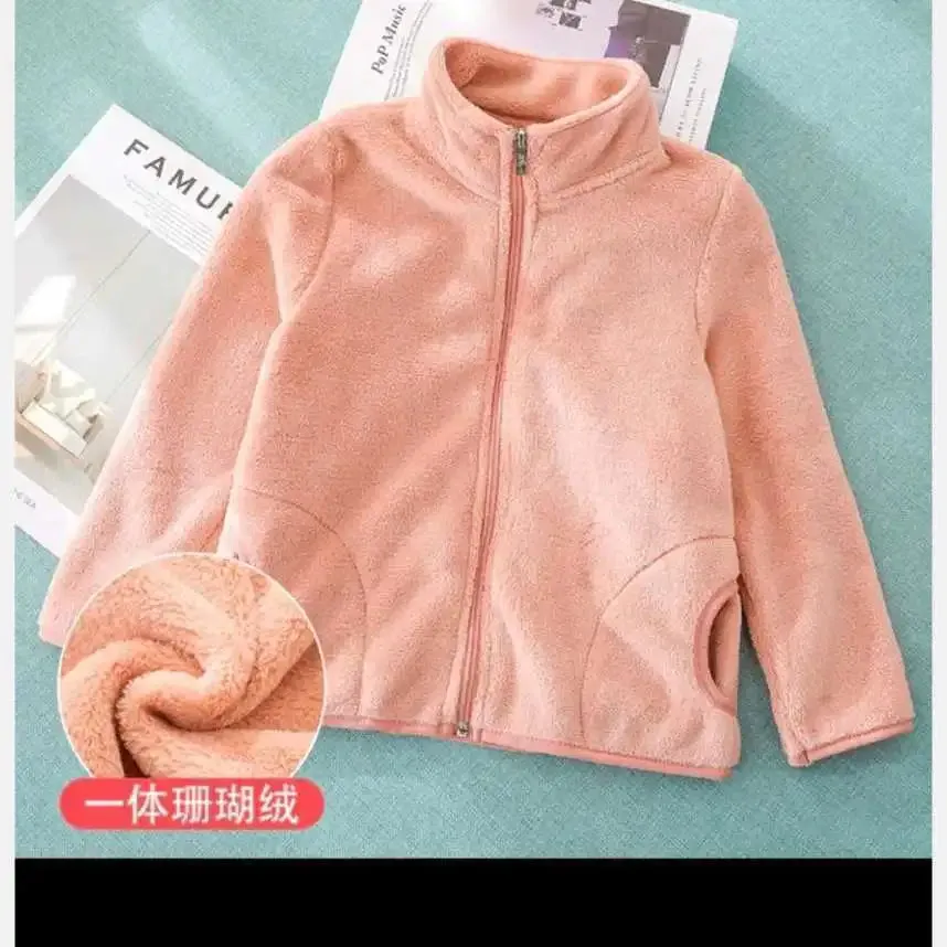 2022 Autumn Winter Girls Boys Casual Soft Warm Long Sleeve Coat Baby Kids Children Polar Fleece Jacket