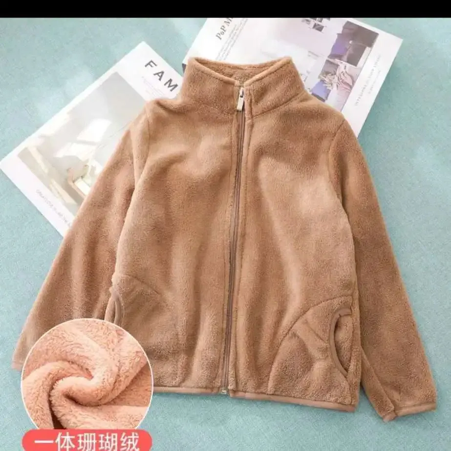 2022 Autumn Winter Girls Boys Casual Soft Warm Long Sleeve Coat Baby Kids Children Polar Fleece Jacket