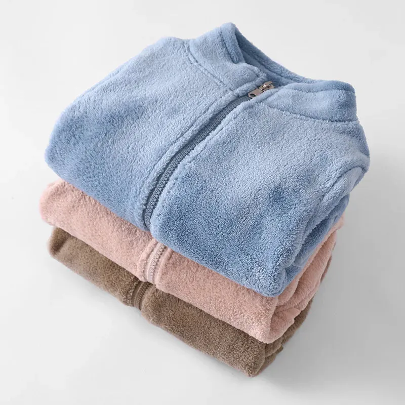 2022 Autumn Winter Girls Boys Casual Soft Warm Long Sleeve Coat Baby Kids Children Polar Fleece Jacket