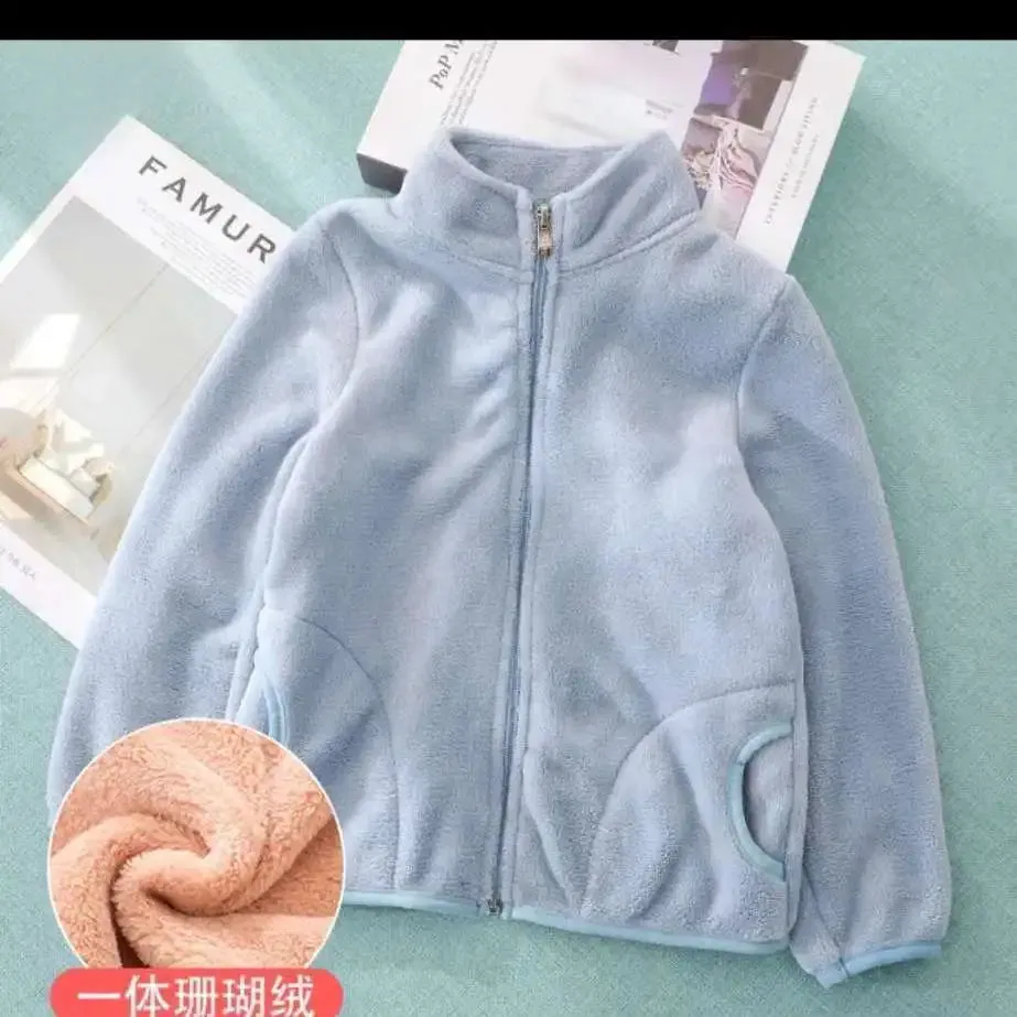 2022 Autumn Winter Girls Boys Casual Soft Warm Long Sleeve Coat Baby Kids Children Polar Fleece Jacket