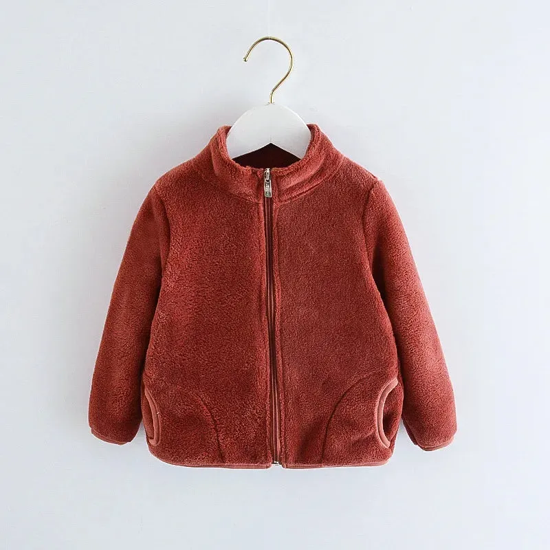 2024 Autumn Winter Girls Boys Casual Polar Fleece Jacket Abby Kids Children Soft Warm Long Sleeve Coat Outerwear