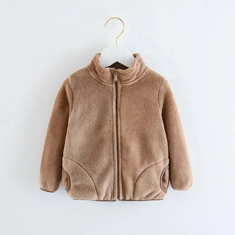2024 Autumn Winter Girls Boys Casual Polar Fleece Jacket Abby Kids Children Soft Warm Long Sleeve Coat Outerwear
