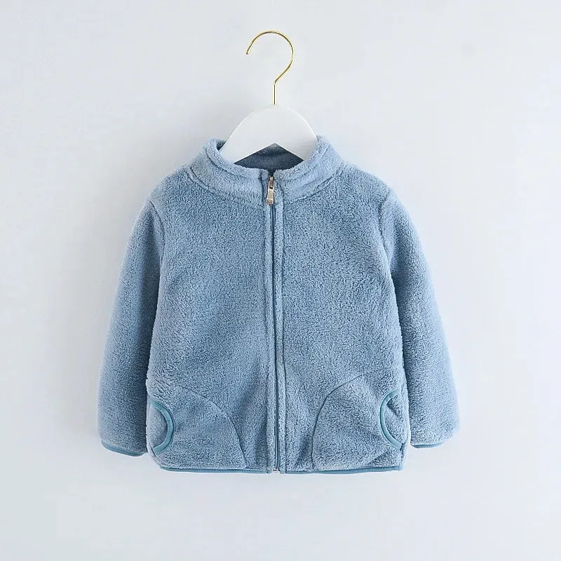 2024 Autumn Winter Girls Boys Casual Polar Fleece Jacket Abby Kids Children Soft Warm Long Sleeve Coat Outerwear