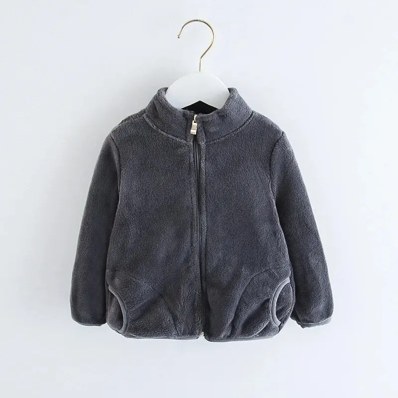 2024 Autumn Winter Girls Boys Casual Polar Fleece Jacket Abby Kids Children Soft Warm Long Sleeve Coat Outerwear