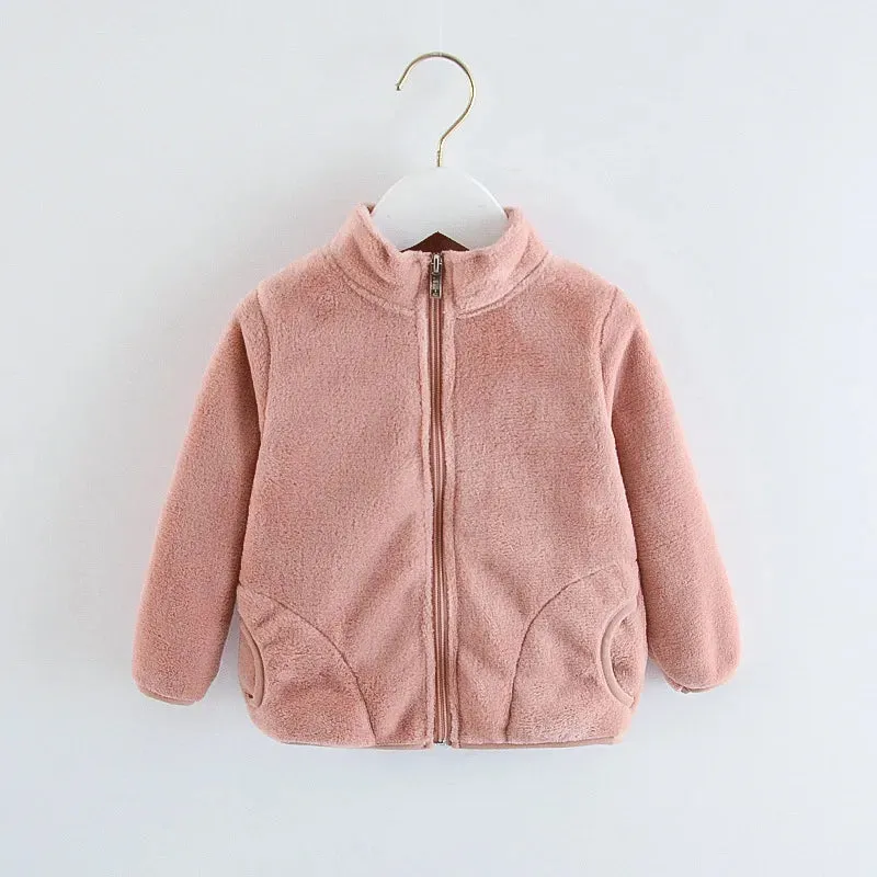 2024 Autumn Winter Girls Boys Casual Polar Fleece Jacket Abby Kids Children Soft Warm Long Sleeve Coat Outerwear
