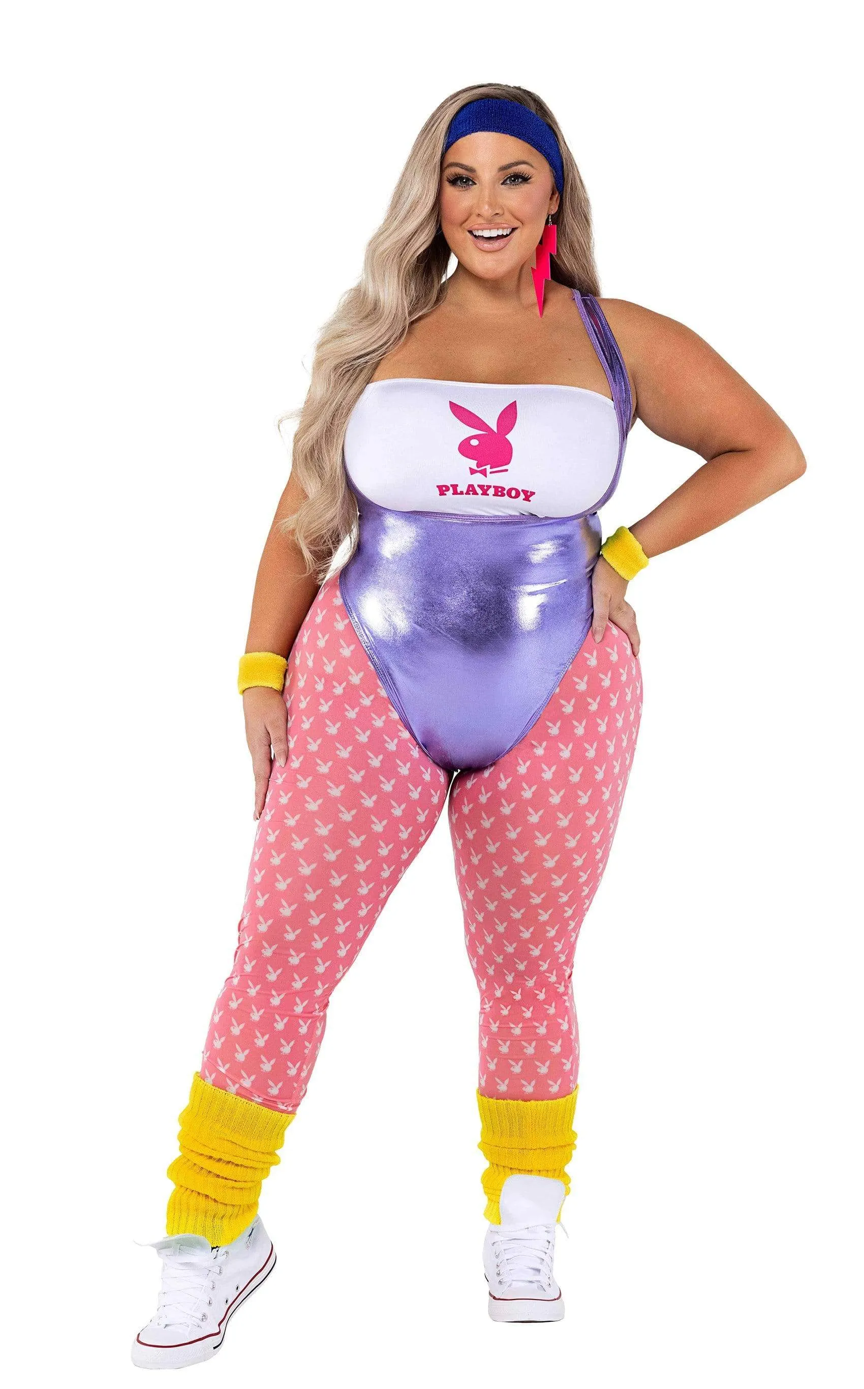 6pc Playboy 80's Fitness Halloween Cosplay Costume