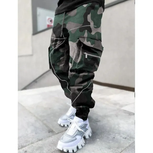 Aidase Fall Winter Fashion Streetwear Pants Sweatpants Men Joggers High Street Slim Cargo Pants Men Hip Hop Printing Pants Men Trousers
