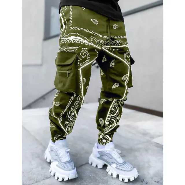 Aidase Fall Winter Fashion Streetwear Pants Sweatpants Men Joggers High Street Slim Cargo Pants Men Hip Hop Printing Pants Men Trousers