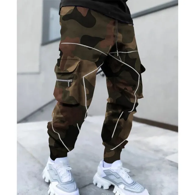 Aidase Fall Winter Fashion Streetwear Pants Sweatpants Men Joggers High Street Slim Cargo Pants Men Hip Hop Printing Pants Men Trousers