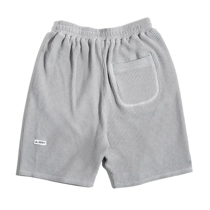 Aidase Retro Loose Draping Sense Cargo Waffle Shorts Men's Heavyweight Beach Basketball Short Pants Casual Workwear Cool Shorts