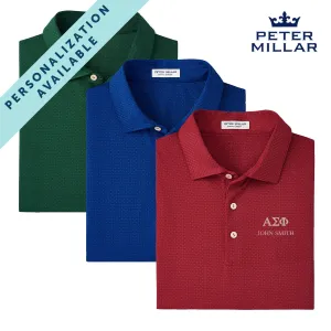 Alpha Sig Personalized Peter Millar Tesseract Patterned Polo With Greek Letters Alpha Sig Personalized Peter Millar Tesseract Patterned Polo With Greek Letters
