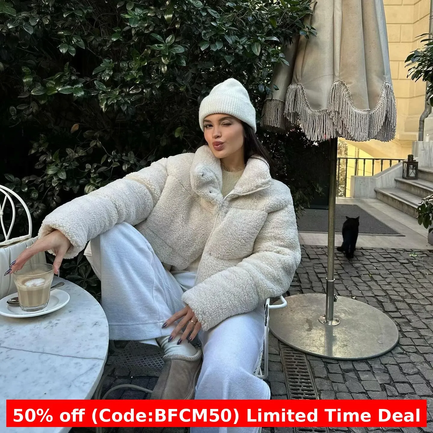 Amozae winter outfits men Women's Winter Artificial Lamb Wool Thickened Fleece Cotton-Padded Jacket Warm Short Coat