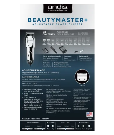 Andis Beauty Master   Adjustable Blade Clipper
