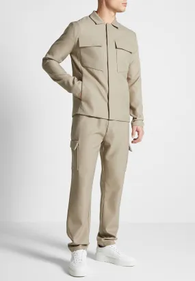 Angular Pocket Overshirt - Beige