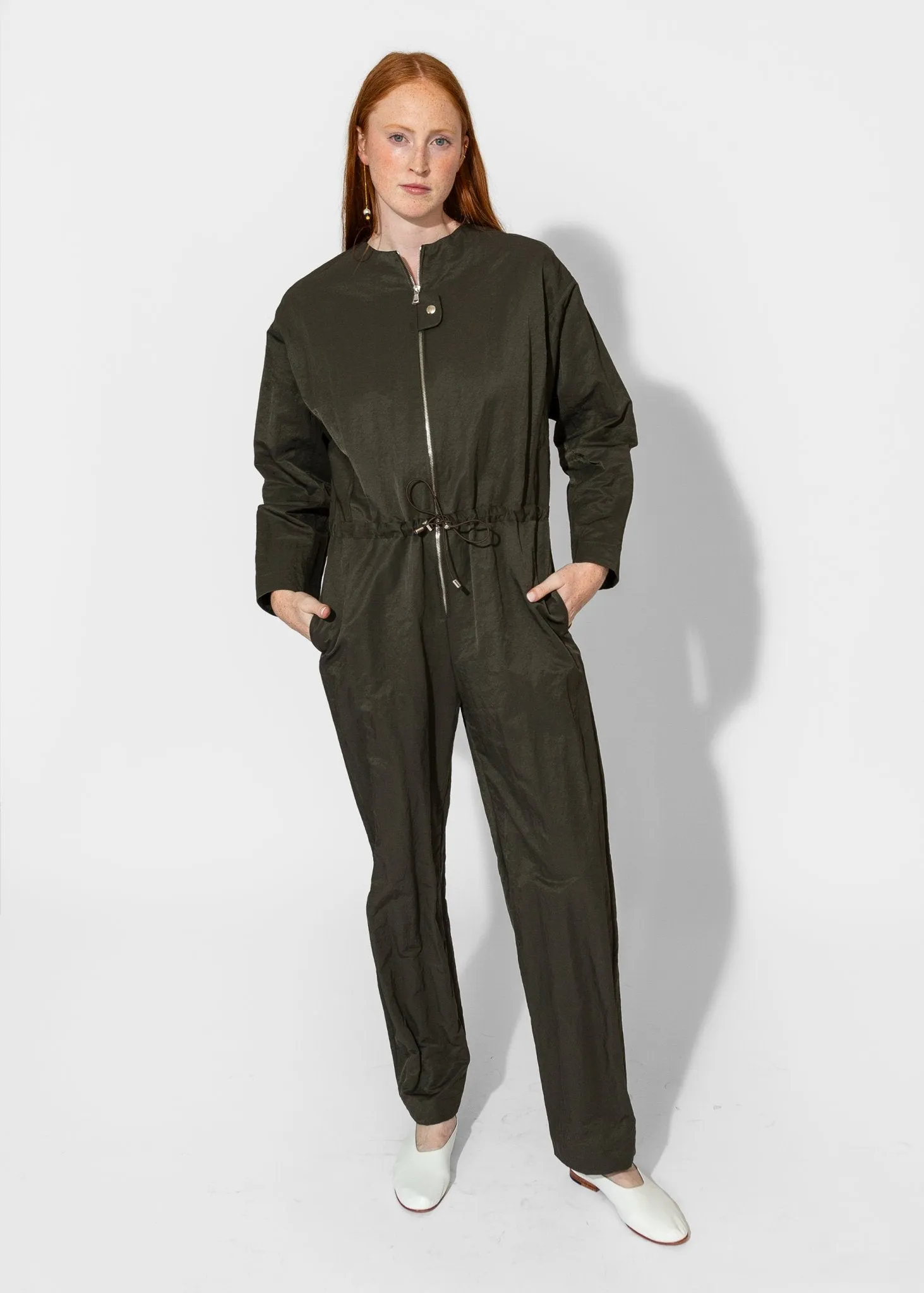 Aviator Zip Jumpsuit in Peat