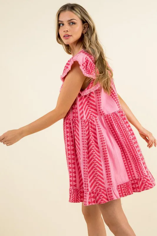 Aztec Pattern Knit Dress in Pink FINAL SALE