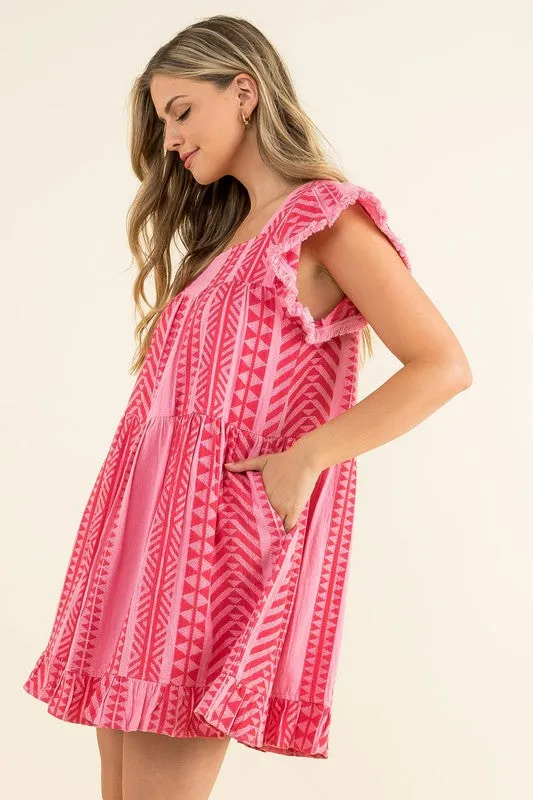 Aztec Pattern Knit Dress in Pink FINAL SALE
