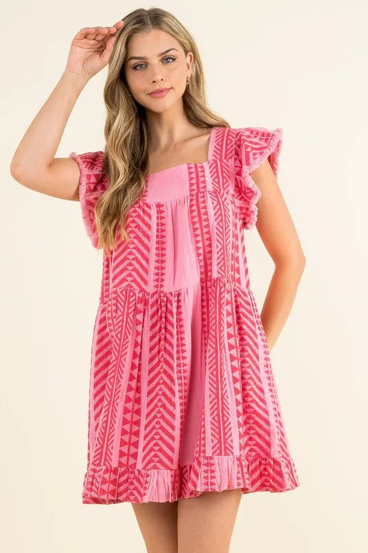 Aztec Pattern Knit Dress in Pink FINAL SALE