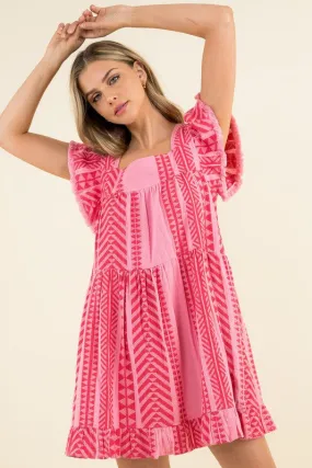 Aztec Pattern Knit Dress in Pink FINAL SALE