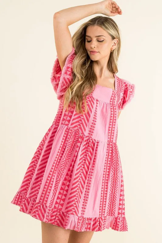 Aztec Pattern Knit Dress in Pink FINAL SALE