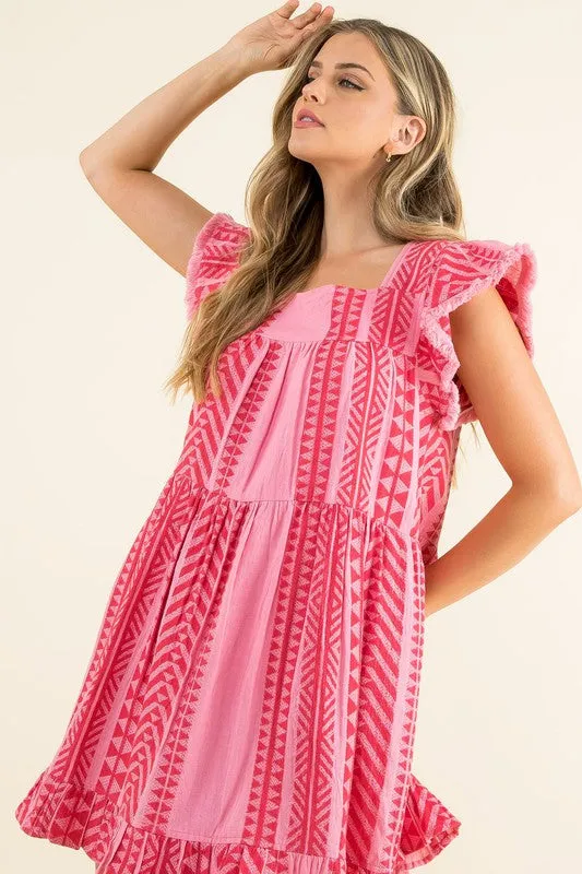 Aztec Pattern Knit Dress in Pink FINAL SALE
