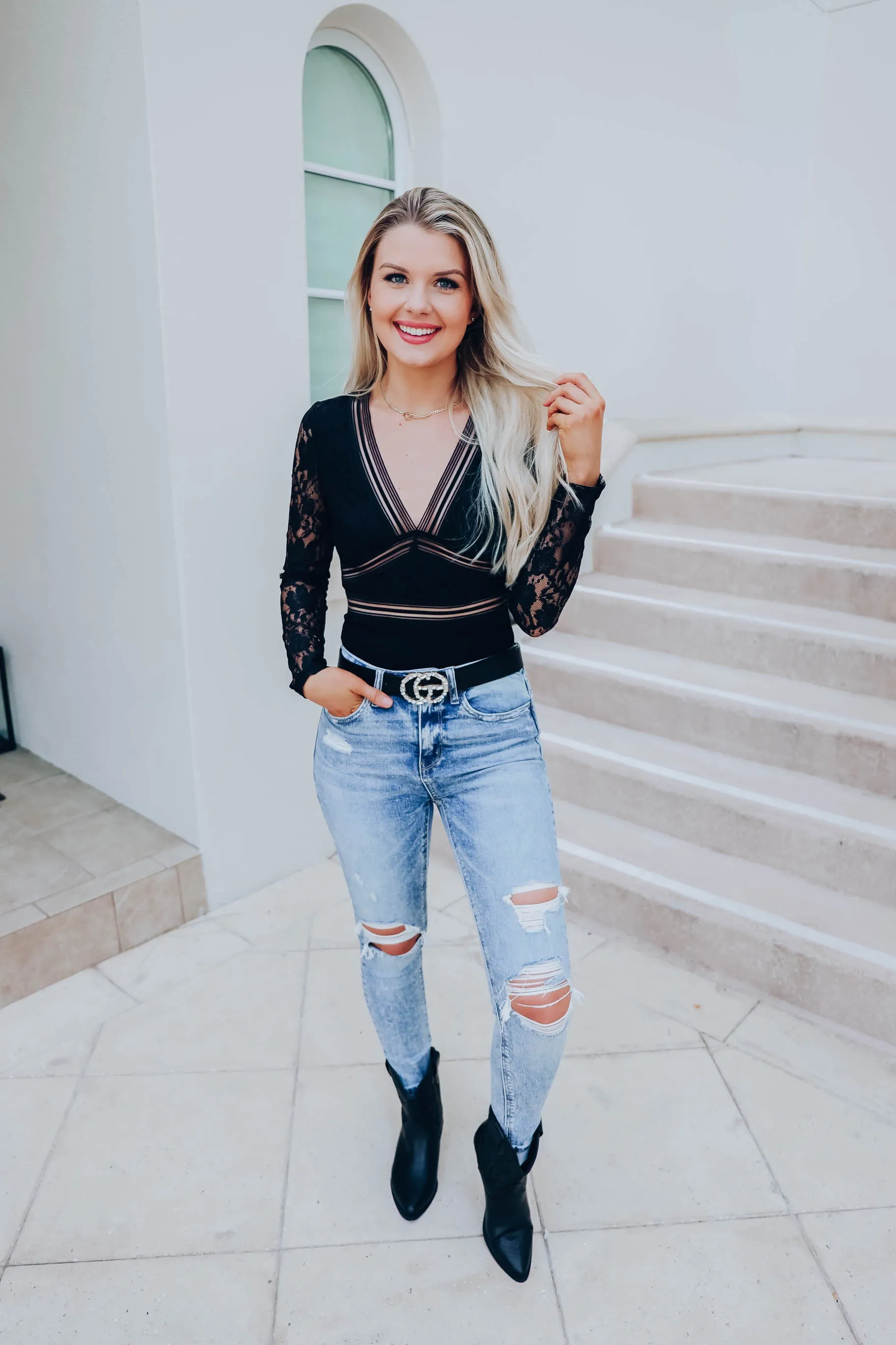 Back In Black Lace Bodysuit