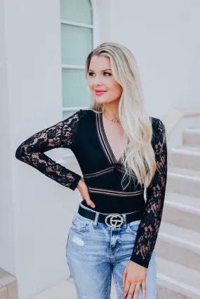 Back In Black Lace Bodysuit