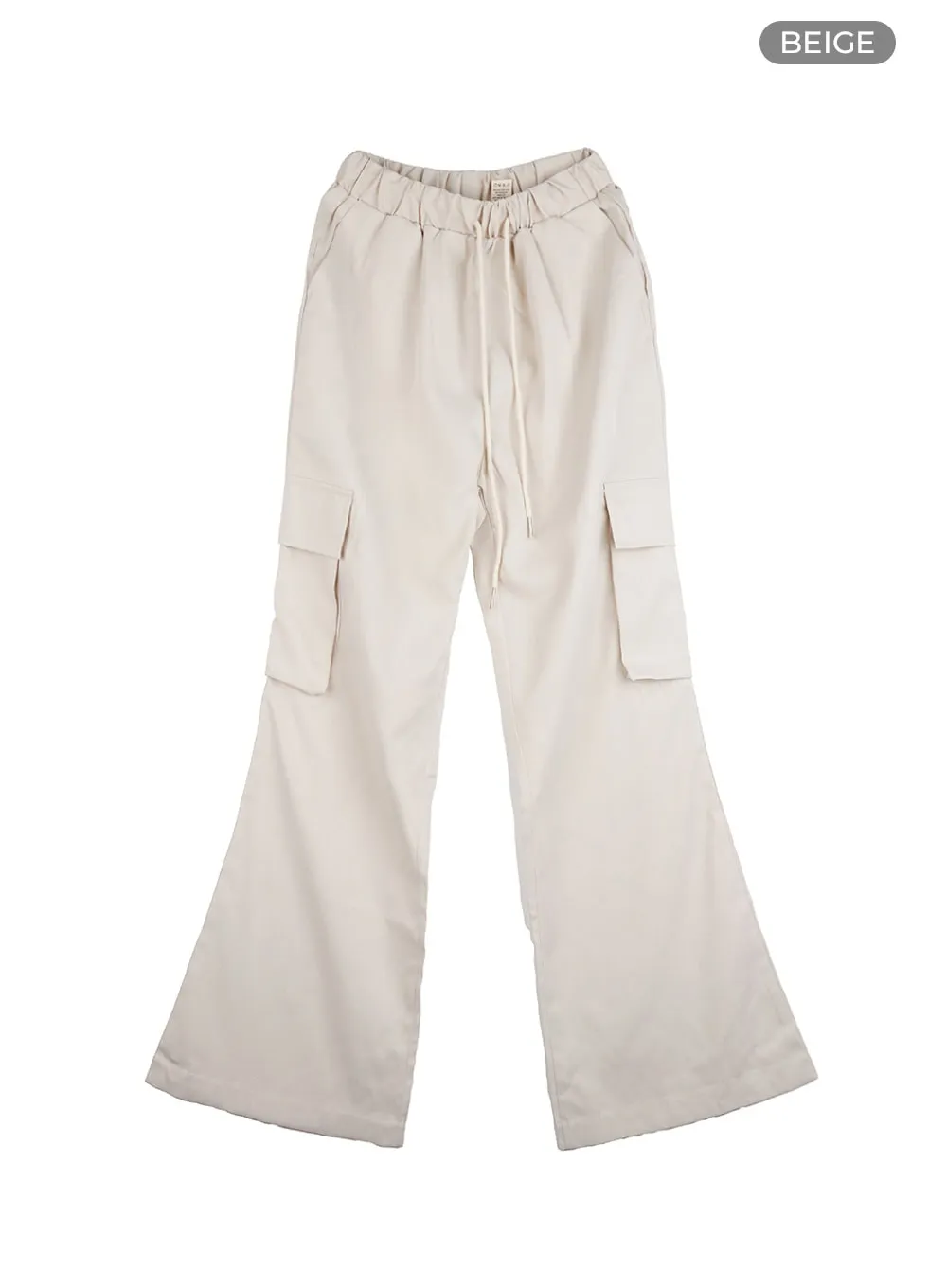 Banded Pocket Boot-Cut Cargo Pants OS410