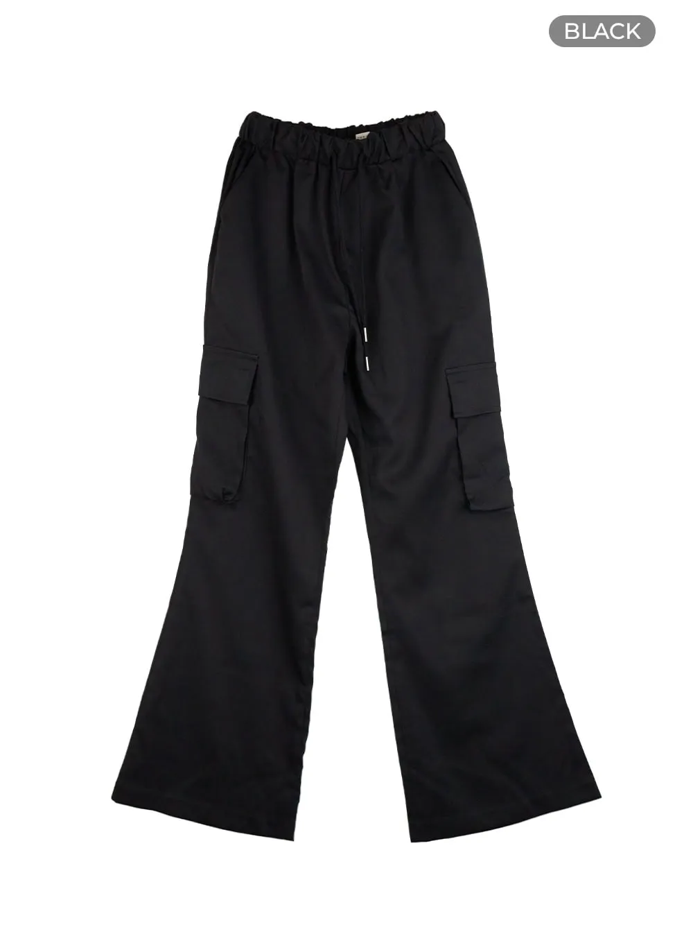 Banded Pocket Boot-Cut Cargo Pants OS410