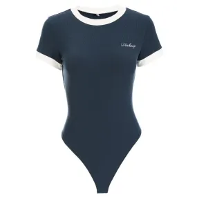 Basic Letters Print White Color Edge Bodysuit