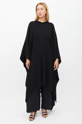 Black Linen Raw Edge Cape