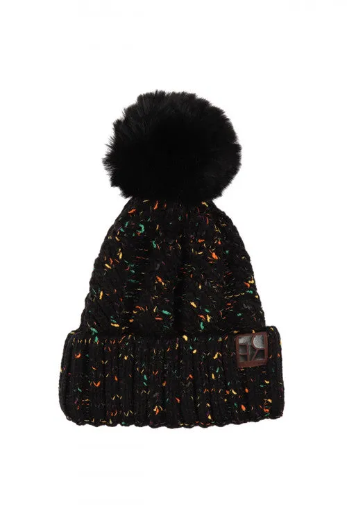 Black Pom Beanie