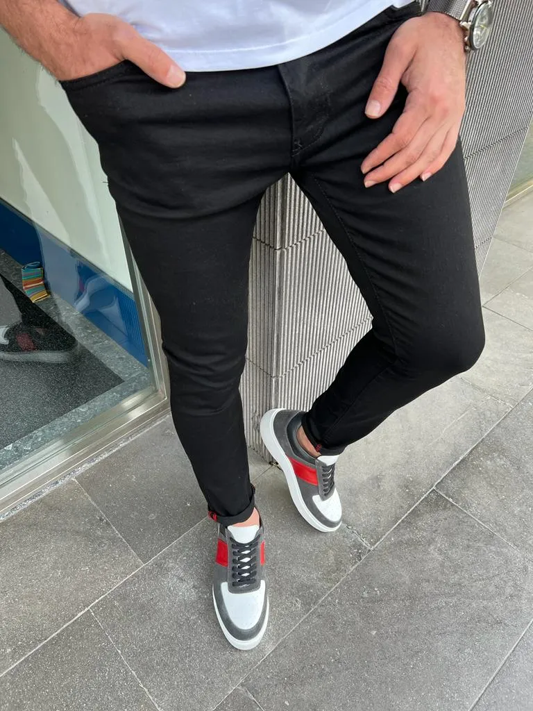 Bojoni Veneta Slim Fit Lycra Black Pants