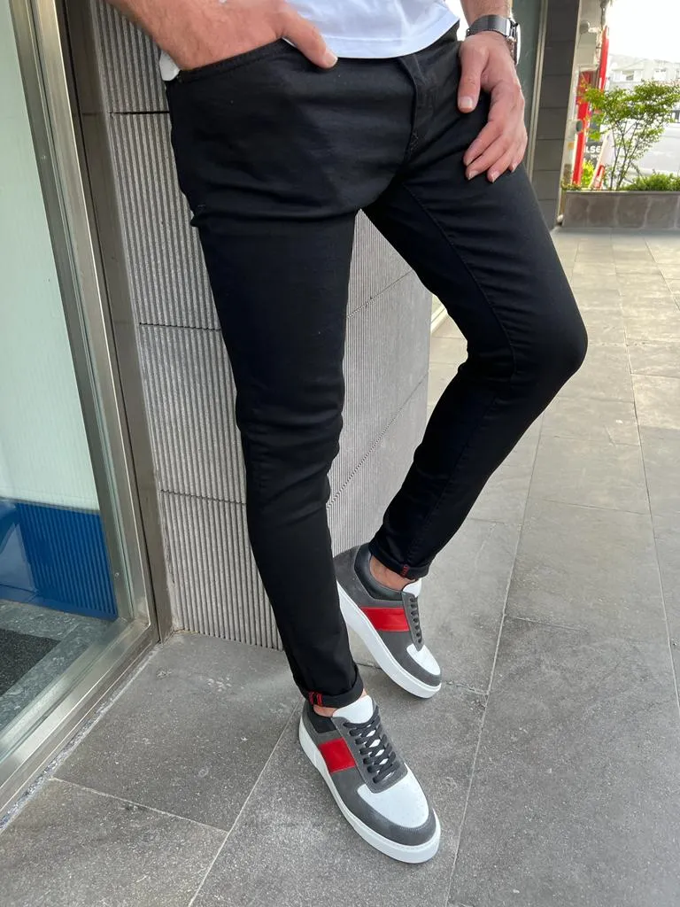 Bojoni Veneta Slim Fit Lycra Black Pants