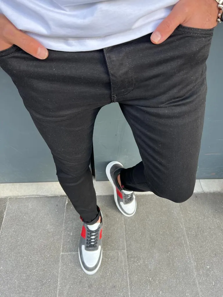 Bojoni Veneta Slim Fit Lycra Black Pants