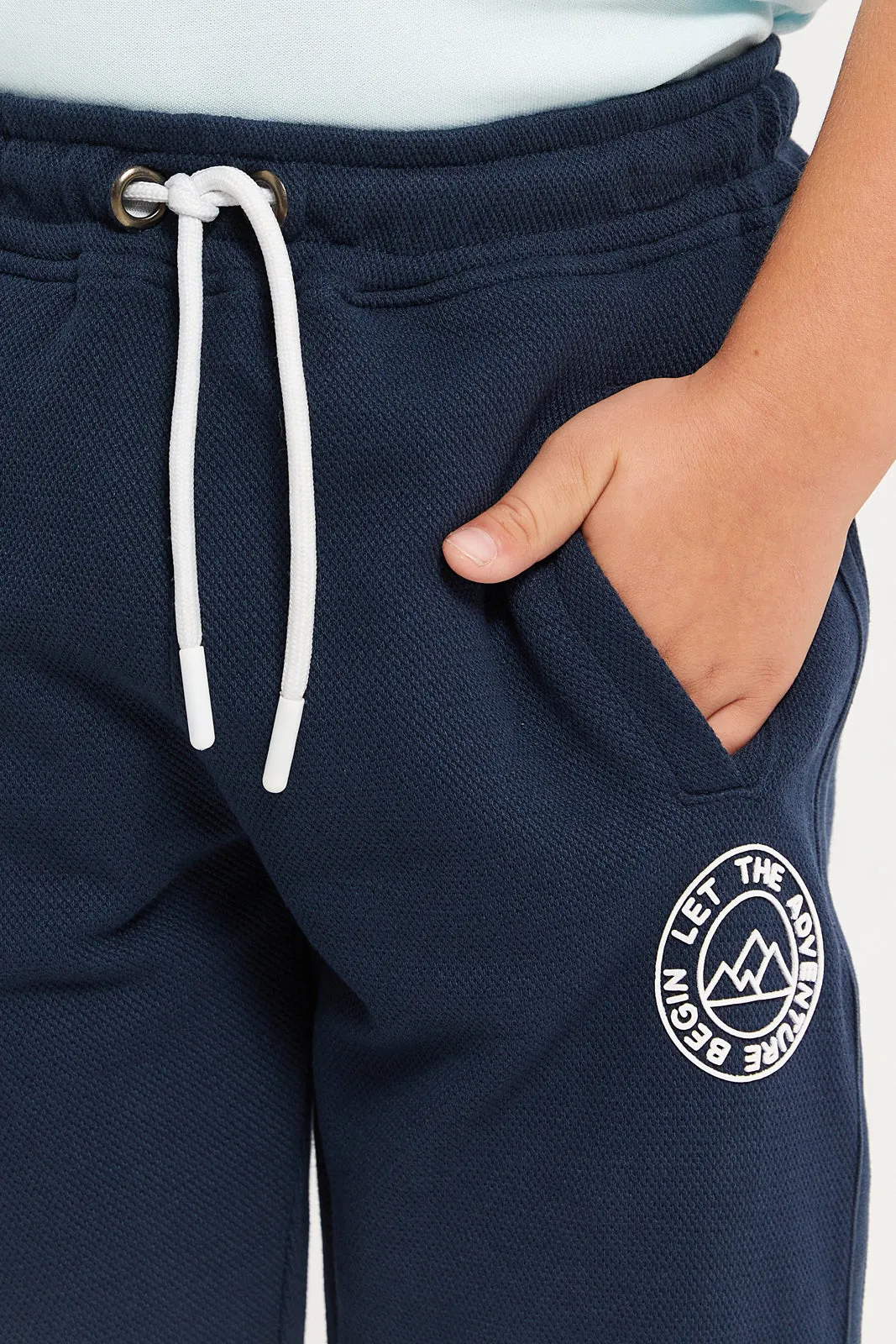 Boys Navy Jacquard Cargo Pocket Jogger