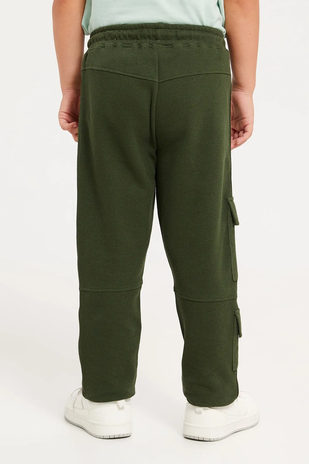 Boys Olive Jacquard Cargo Pocket Jogger