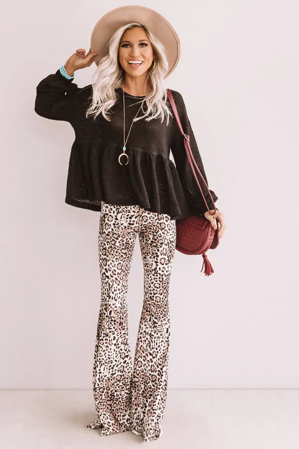 Bring It On Waffle Knit Shift Top In Black