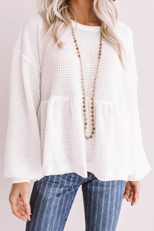 Bring It On Waffle Knit Shift Top In White