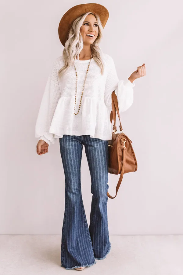 Bring It On Waffle Knit Shift Top In White