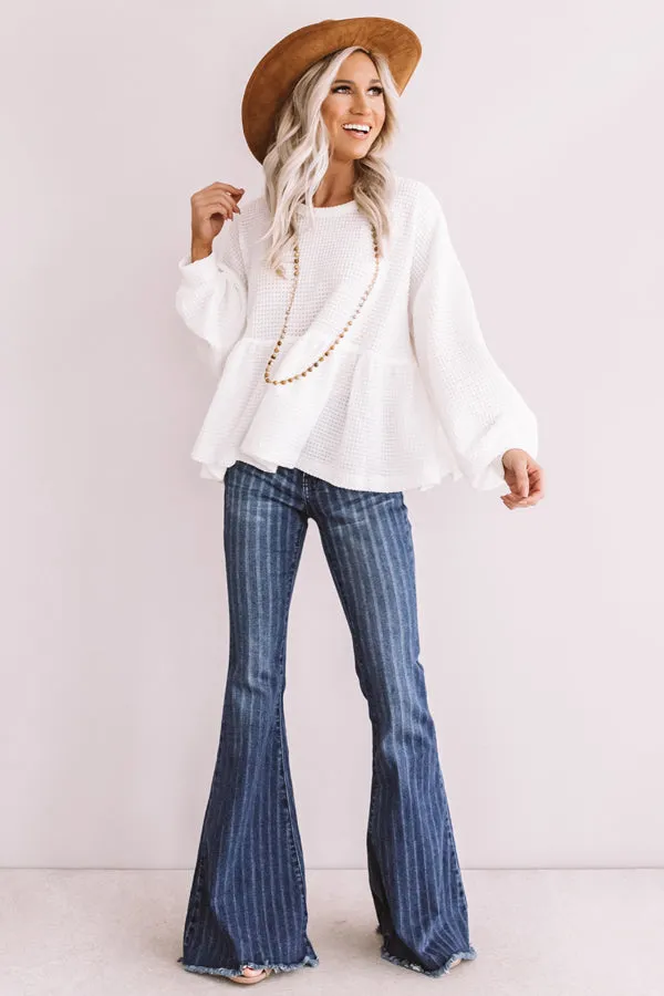 Bring It On Waffle Knit Shift Top In White