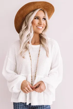 Bring It On Waffle Knit Shift Top In White