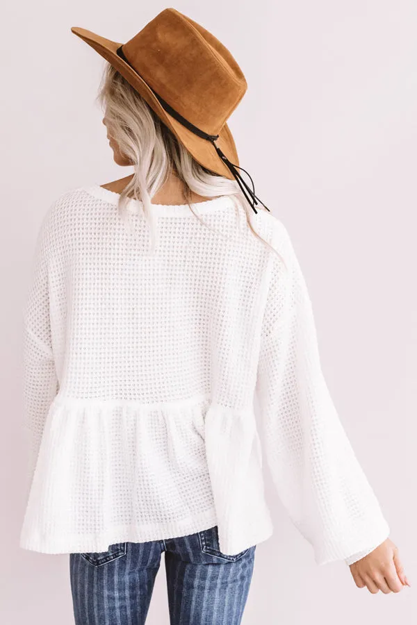 Bring It On Waffle Knit Shift Top In White