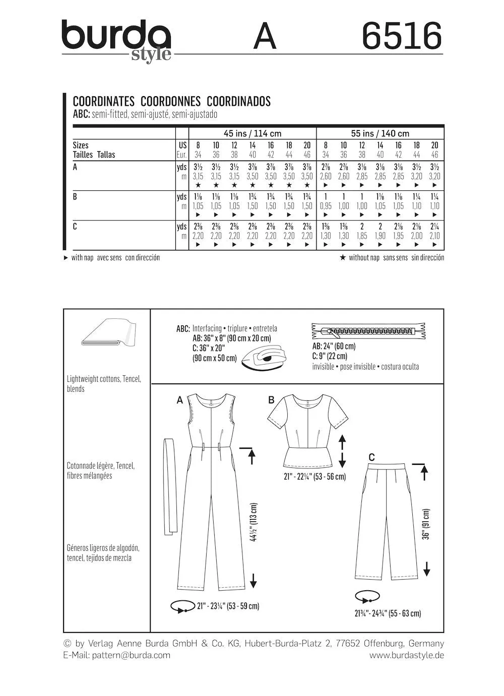 Burda Pattern 6516 (8-20)