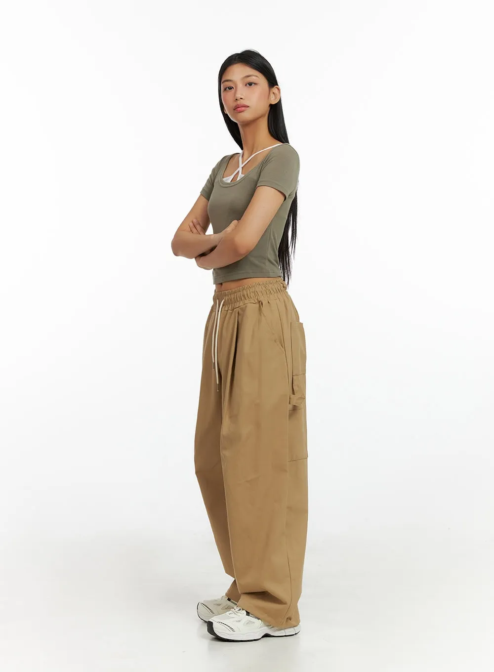 Cargo Banded Pintuck Pants IL419